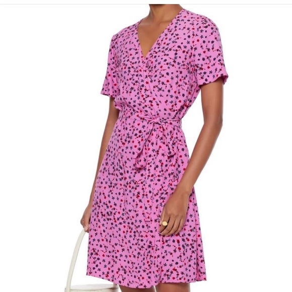 Diane Von Furstenberg Saville Floral Pink Lemonade Wrap Dress - Picture 1 of 6